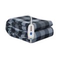 thumbnail image 1 of Pure Warmth Printed Fleece Electric Heated Warming Full Blanket Dark Grey Pattern, 1 of 6