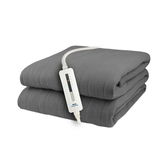 Pure Warmth Solid Flannel Electric Heated Warming 50x60 Throw Blanket Grey