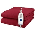 thumbnail image 1 of Pure Warmth Solid Flannel Electric Heated Warming Full Blanket Red, 1 of 5
