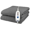 thumbnail image 1 of Pure Warmth Solid Flannel Electric Heated Warming Twin Blanket Grey, 1 of 4