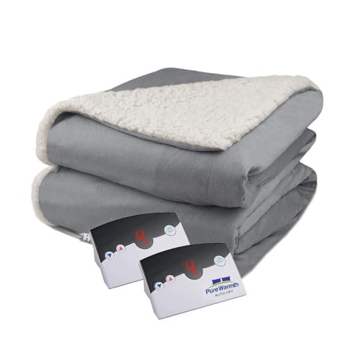 Pure Warmth Velour Sherpa Electric Blanket Warm King Size Heating