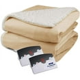 thumbnail image 1 of Pure Warmth Velour Sherpa Electric Blanket - Warm King Size Heating Blanket with Auto Shut Off and 10 Heat Settings - Linen, 1 of 5
