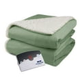 thumbnail image 1 of Pure Warmth Velour Sherpa Electric Heated Warming Blanket Full Sage Green, 1 of 4