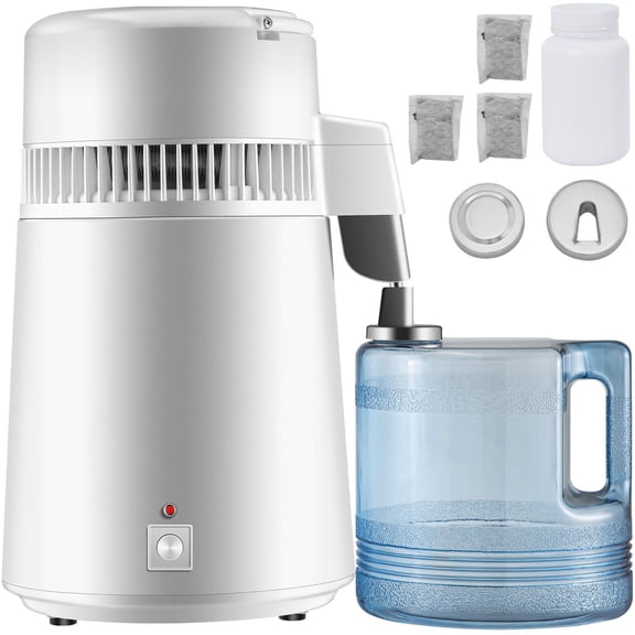 Pure Water Distiller 750W 1.1 Gal 4L BPA Free Home Use White Fully Upgraded Filter with Handle