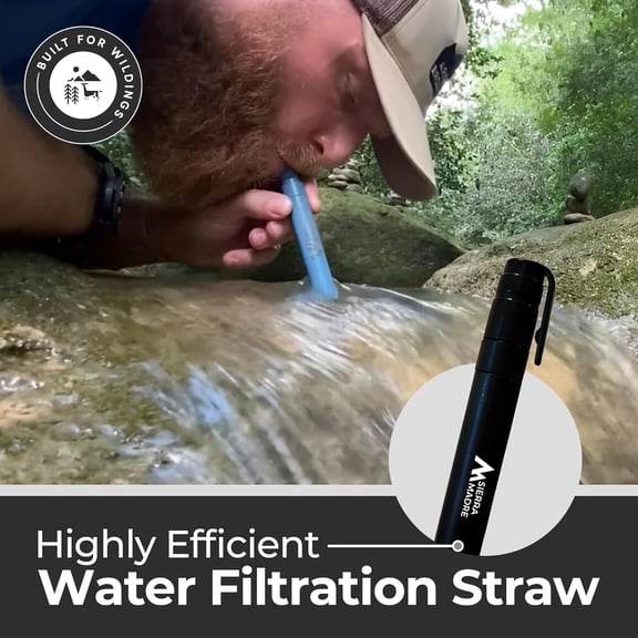 Pure Water Straw – 264 Gallon Water Filter Purification for Backpacking, Camping, Hiking, Travel - Perfect for Preparedness Survival Gear & Supplies - Portable & Lightweight (Pack 2)