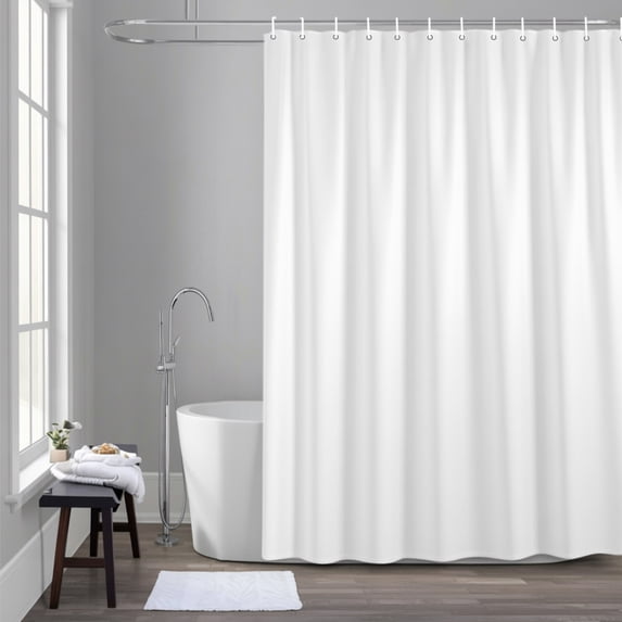 Pure White 36x72 Inches Waterproof Shower Curtain, Solid Color Bath Curtain Set with 12 Hooks Washable Shower Curtains for Bathroom Bathtub Decor