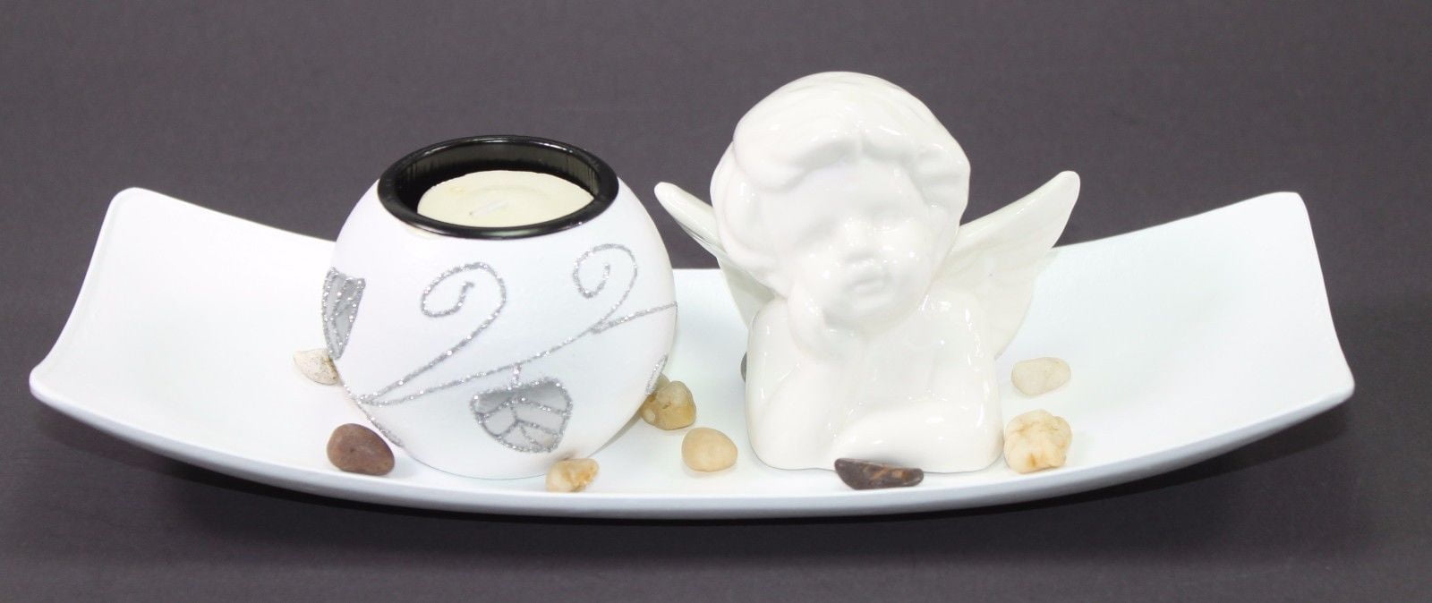 Pure White Angel Tabletop Sand Candle Stand Holder Peace / Cupid Home Decor Gift