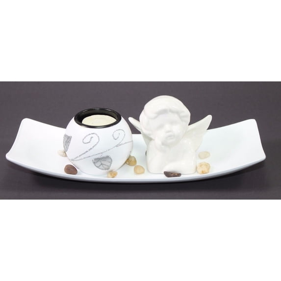 Pure White Angel Tabletop Sand Candle Stand Holder Peace / Cupid Home Decor Gift