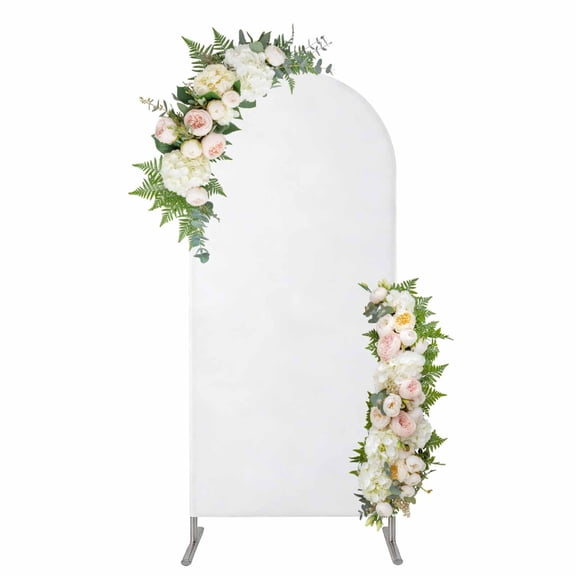 Pure White Arch Backdrop Cover 4FT, Simple Solid Color Spandex Fitted Stretchy Arch Stand Covers, Round Top Chiara Backdrop Cover for Wedding Party Birthday Baby Shower
