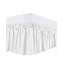 Pure White Bed Skirt Solid Color Bed Skirts King Size 18 Inch Drop, Wrap Around Dust Ruffle Bedskirt with Adjustable Elastic Belt for Queen Size Beds