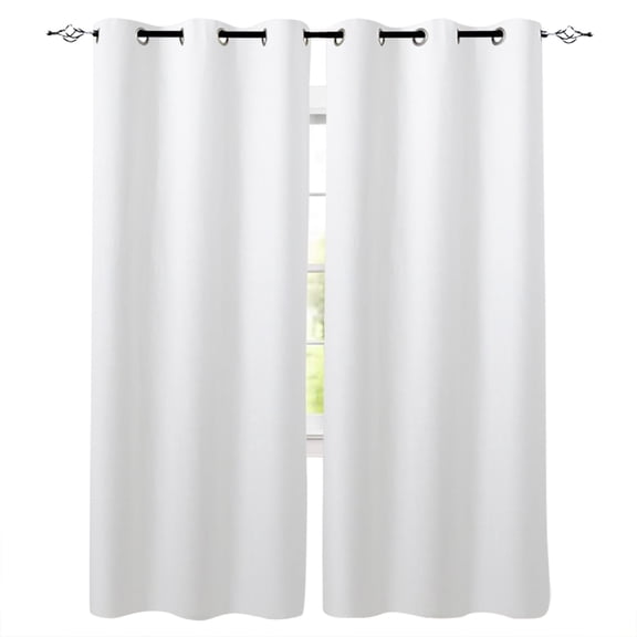 Pure White Blackout Curtains 39 Inches Long for Bedroom, Simple Solid Color Thermal Insulated Room Darkening Black Out Window Curtain Panels Grommet Drapes for Living Room
