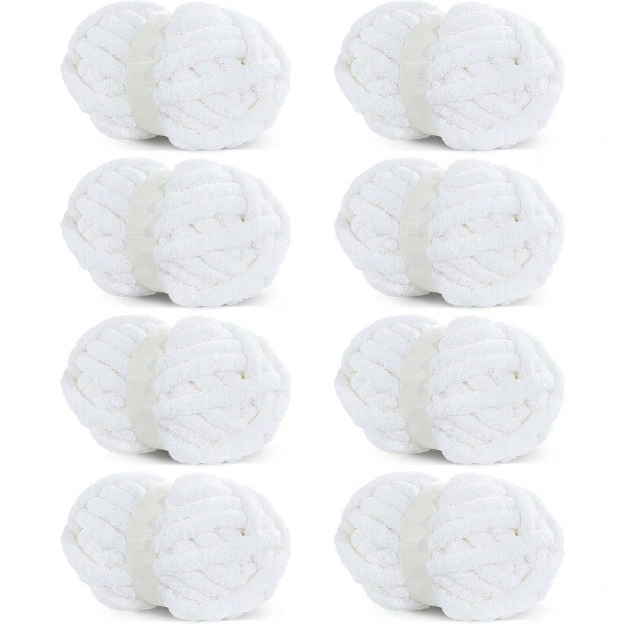 Pure White Chunky Chenille Yarn for Crocheting Bulky Thick Fluffy Yarn for Knitting er Bulky Chunky Yarn for Hand Knitting Blanket Soft Plush Yarn 8 Jumbo Pack 27 yds 8 oz Each Skein