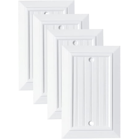 Pure White Classic Beadboard Wall Plates,Light Switch Covers,Electrical Outlet Covers, Switch Plates of Various Combination, Nature Bamboo Fiber Wall plate (1 Gang Blank 4 Pack)