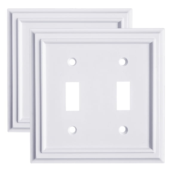 Pure White Decorative Outlet Covers Wall Plates, Bamboo Fiber Light Switch Covers, Natural Material Electric Receptacle Switch Plate Outlet Cover of various styles (2 Gang Toggle 2 Pack)