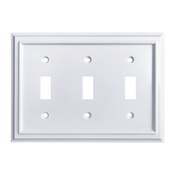 Pure White Decorative Outlet Covers Wall Plates, Bamboo Fiber Light Switch Covers, Natural Material Electric Receptacle Switch Plate Outlet Cover of various styles (3 Gang Toggle 1 Pack)