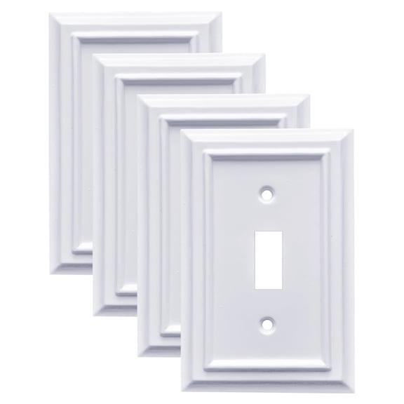 Pure White Decorative Outlet Covers Wall Plates, Bamboo Fiber Light Switch Covers, Natural Material Electric Receptacle Switch Plate Outlet Cover of various styles (1 Gang Toggle 4 Pack)