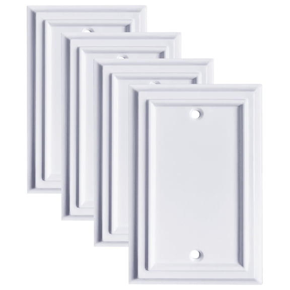 Pure White Decorative Outlet Covers Wall Plates, Bamboo Fiber Light Switch Covers, Natural Material Electric Receptacle Switch Plate Outlet Cover of various styles (1 Gang Blank 4 Pack)