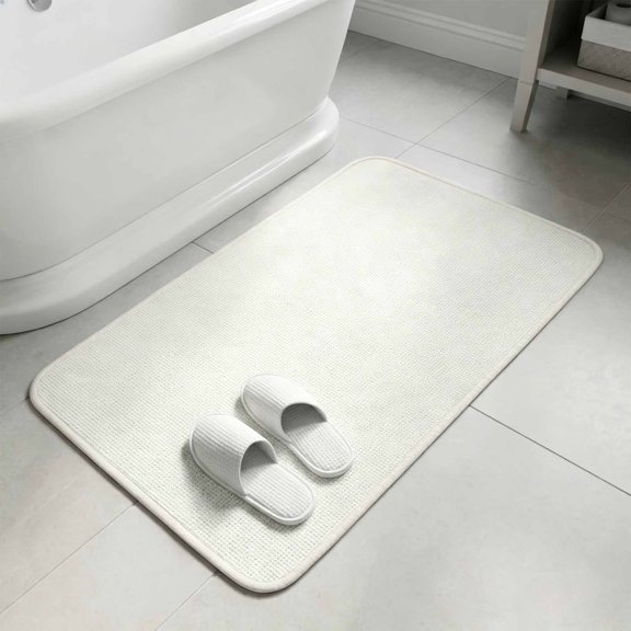 Pure White Door Mat,Indoor Outdoor Welcome Doormat Monochrome Plain Single Bright Color Absorbent Linen Front Door Mats Non-Slip Entrance Rug for Kitchen Bathroom Entryway,16x24in