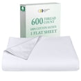 thumbnail image 1 of White Flat Sheet Queen Size - 600 Thread Count 100% Natural Cotton, Breathable 1 Piece Bed Sheet, Smooth Sateen Weave Top Sheet, 1 of 8