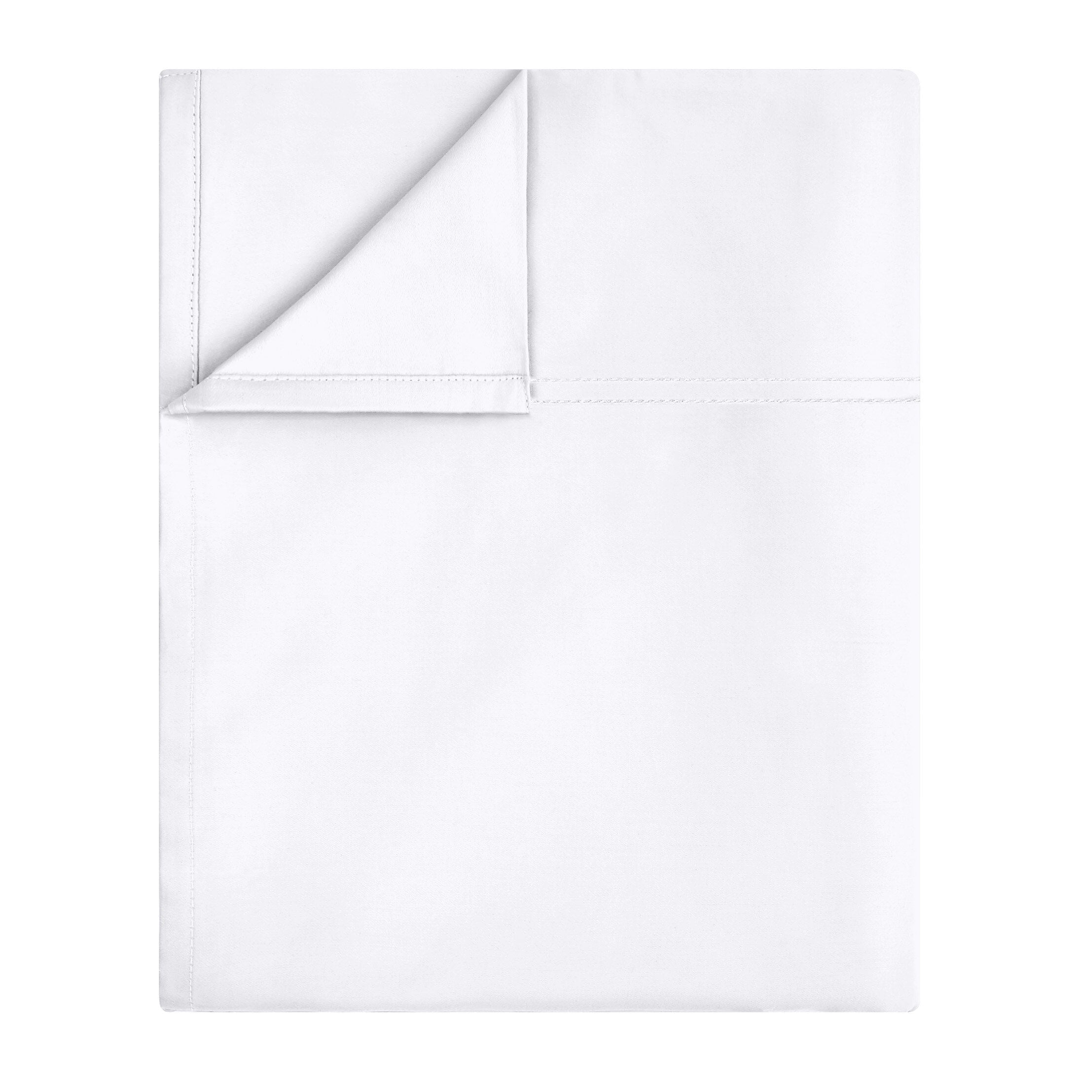 Pure White Flat Sheet Queen Size 600 Thread Count 100 Natural Cotton