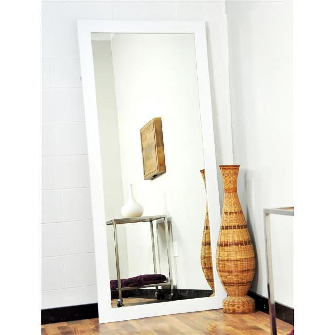 American Made Pure White Framed Floor Leaning Tall Mirror 32 x 65.5 in ...
