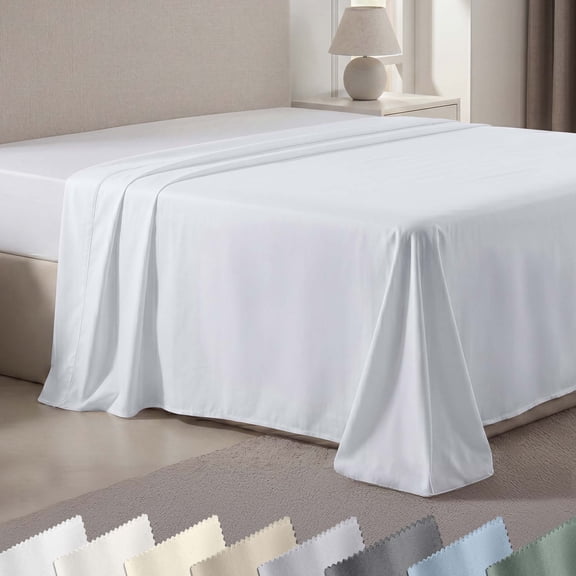 White King Flat Sheet Only - 600 Thread Count 100% Natural Cotton, Breathable 1 Piece Top Sheet, Premium Sateen Weave Sheet