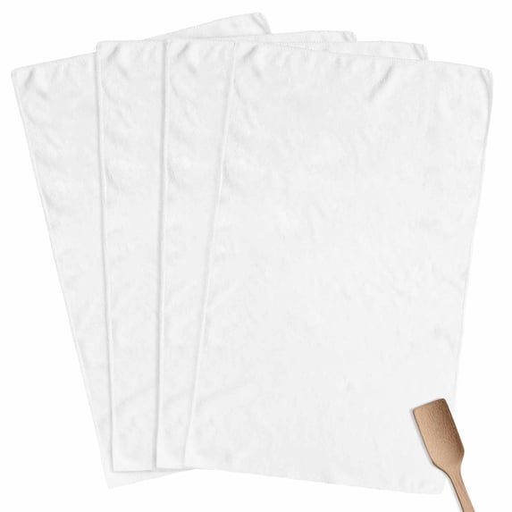 Pure White Kitchen Towel Dish Cloths Set of 4, Microfiber Soft Kitchen Hand Towels, Simple Solid Color Absorbent Quick Drying Dishcloths 18 x 28 Inches