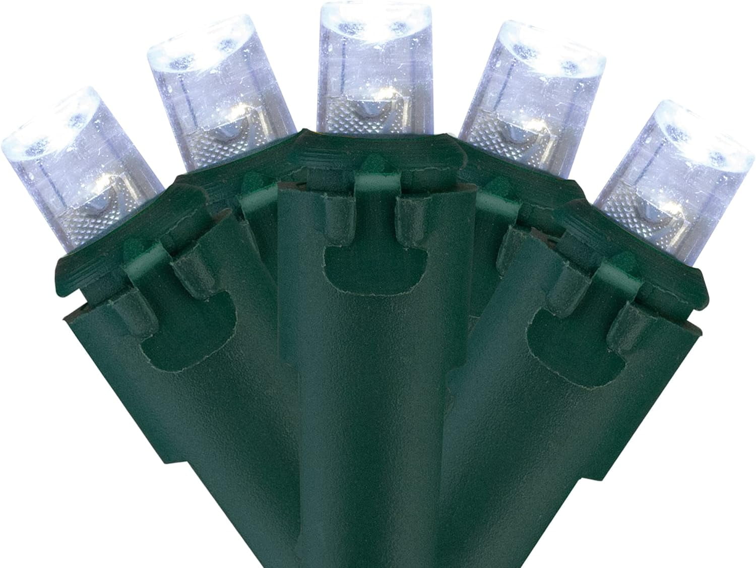 Pure White LED Christmas String Lights (33ft Green Wire) UL Approved