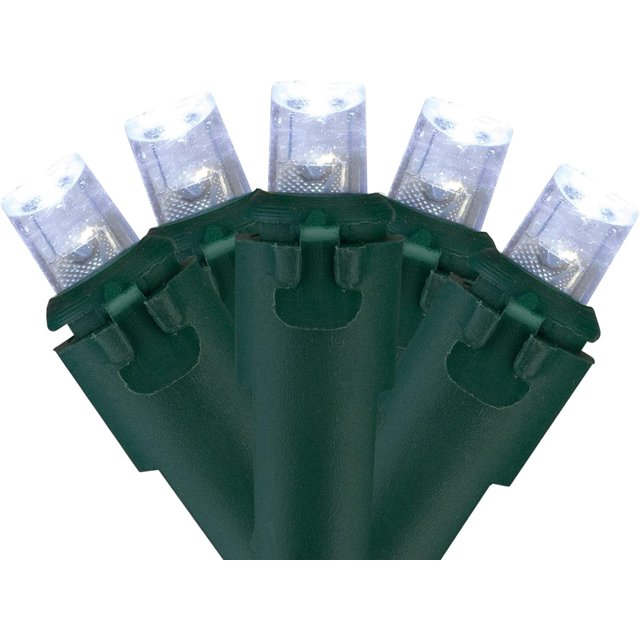 Pure White LED Christmas String Lights (33ft Green Wire) UL Approved