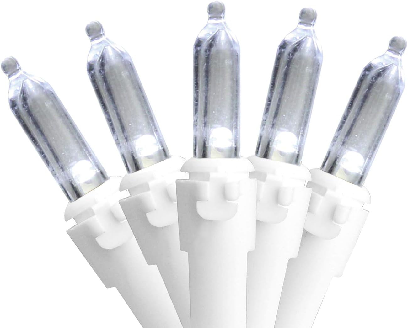 Pure White LED Mini Christmas Lights, 16.25 Ft White Wire