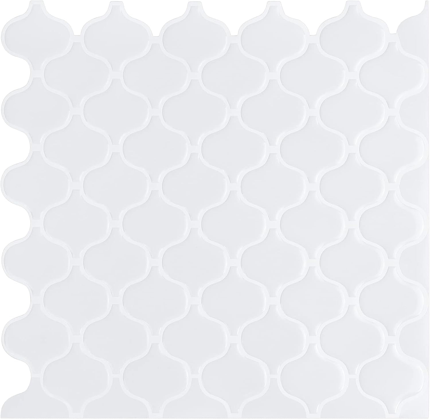 Pure White Peel and Stick Arabesque Tile Backsplash Self Adhesive Vinyl