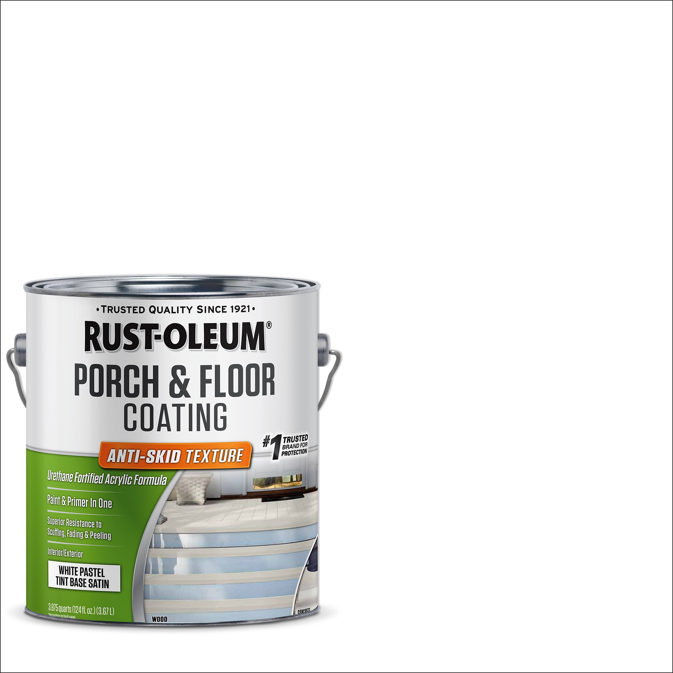 Pure White, Rust-Oleum Porch & Floor Coating Satin Anti-Skid- 262366 ...