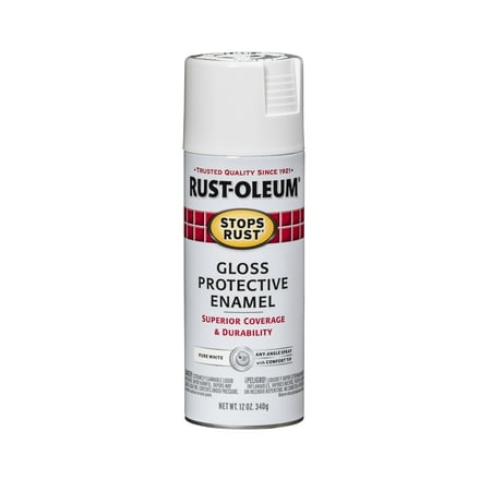 Pure White, Rust-Oleum Stops Rust Protective Enamel Gloss Spray Paint-250702, 12 oz