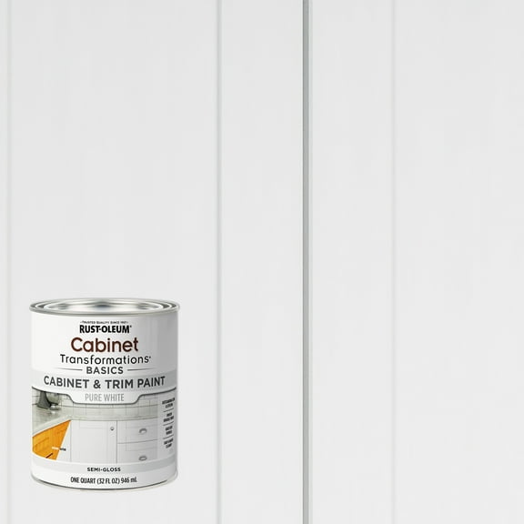 Pure White, Rust-Oleum Transformations Semi-Gloss Cabinet & Trim Paint, Quart, 4 Pack
