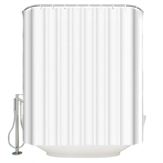 Pure White Shower Curtain, 36" x 72", Solid Color Waterproof Bathroom Curtain Washable Shower Curtain Set with 12 Hooks