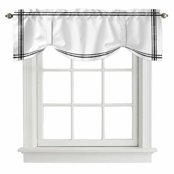 Pure White Tie Up Valance Curtains for Windows, Kitchen Curtains Window Shades, Simple Solid Color Light Filtering Roman Curtain Valances for Bedroom/Bathroom/Cafe 42"x18"