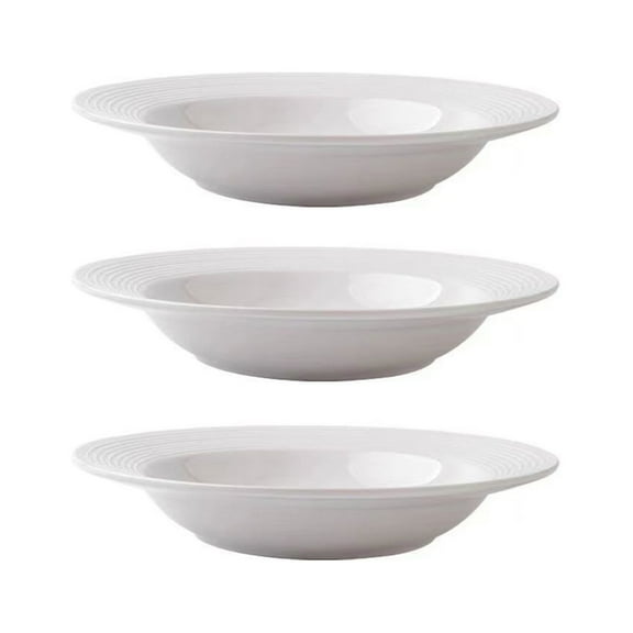 Pure White Western Food Plates European Style Threaded Dinnerware Pasta Soup Steak Plates Heat-Resistant Durable Tableware for Home Restaurant Use