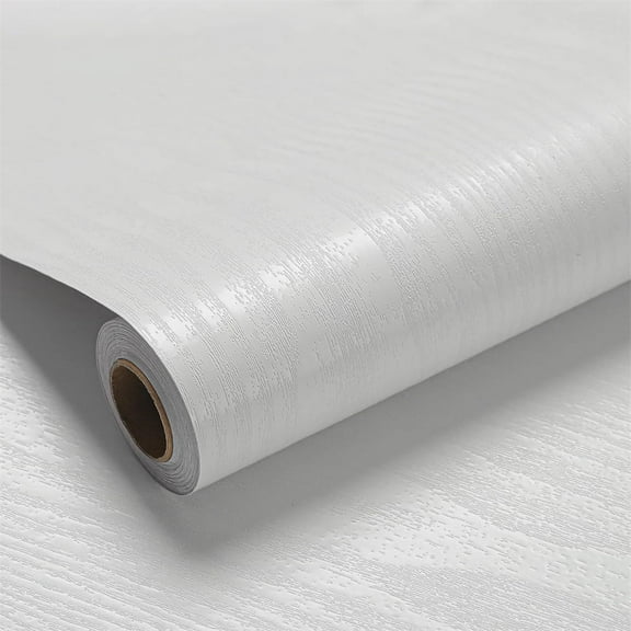 Pure White Wood Grain Wallpaper,Removable Self Adhesive Wall Paper Sticker,Waterproof Thickened Wall Paper,Contact Paper for Wall Cabinets Countertops Table