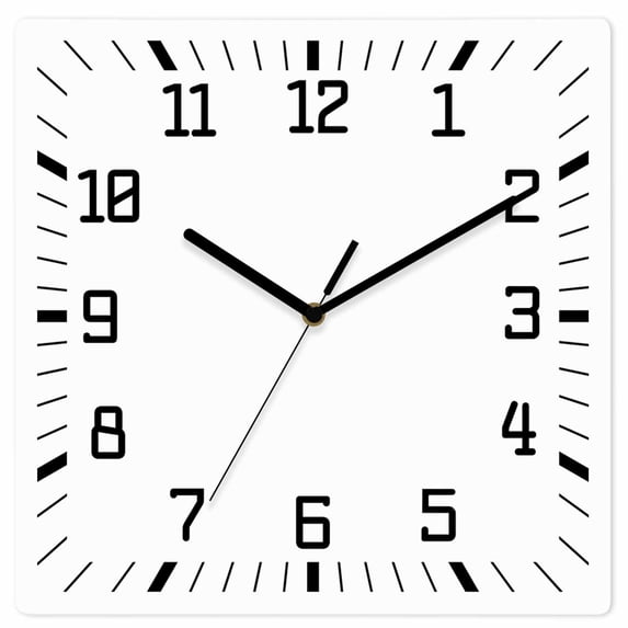 Pure White Wooden Wall Clock Silent Non Ticking, Simple Solid Color Square Wall Clocks Battery Operated, Decor Clock for Home Office, Living Room, Kitchen, 10 Inch