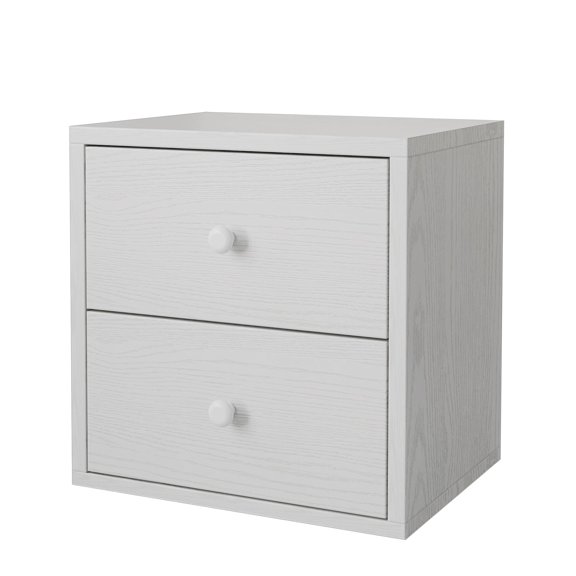 Pure White-washed Drawer Cube Stackable Modular Cubby Storage Shelf Unit