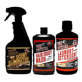 Pure Whitetail | Scent Elimination Package Dirt | Includes Hunting Scent Eliminator Spray, Hair/Body Wash, & Laundry Detergent | Complete Scent Control for Hunting | Fresh Dirt Scent