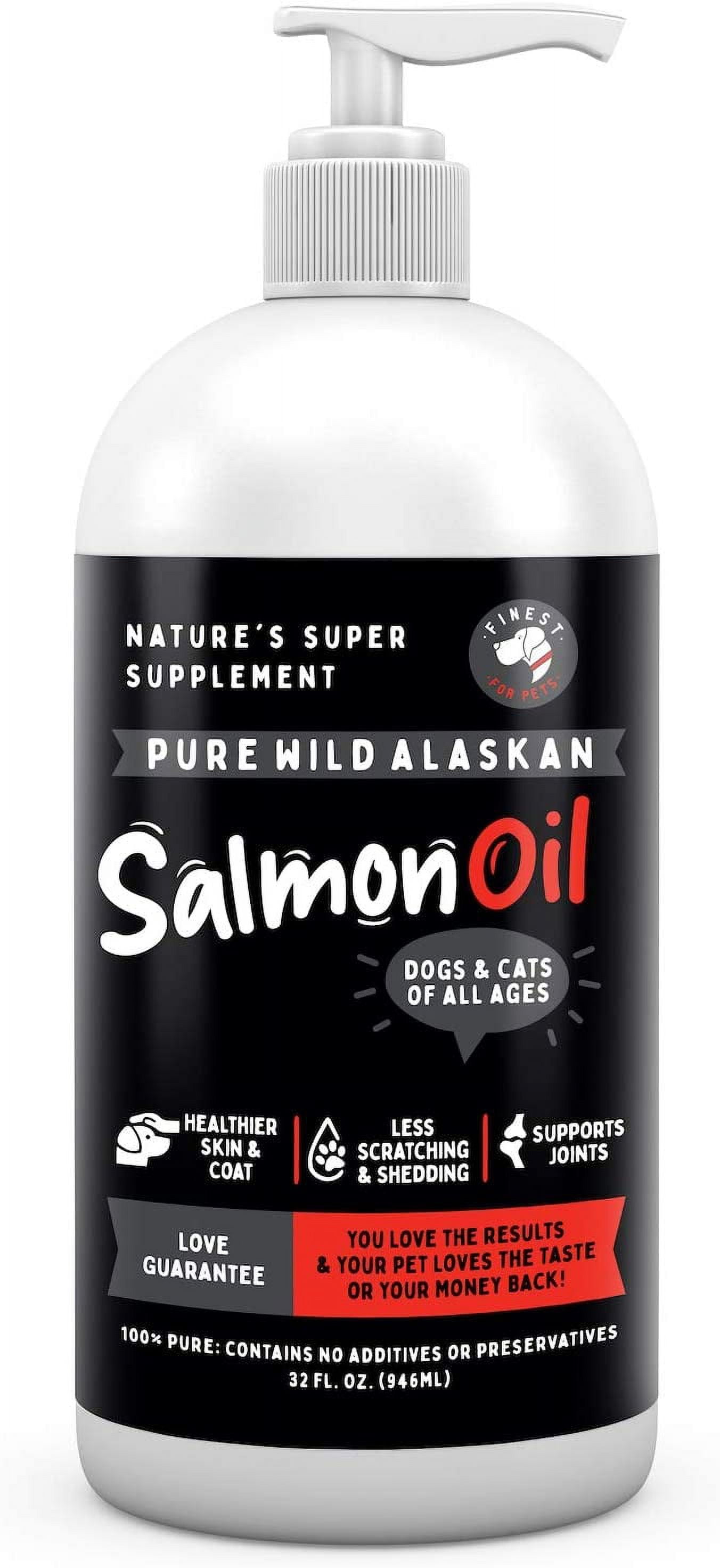 Finest for Pets Salmon Flavor Omega-3 Supplement Oils for Dogs & Cats, 32oz Bottle