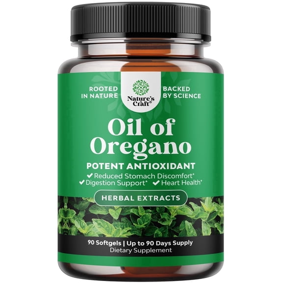 Natures Craft Oil of Oregano Capsules, Immune Support & Digestive Health, 60 Count