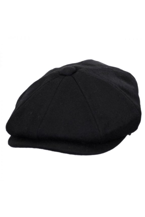 Pure Wool Newsboy Cap - XL - Black