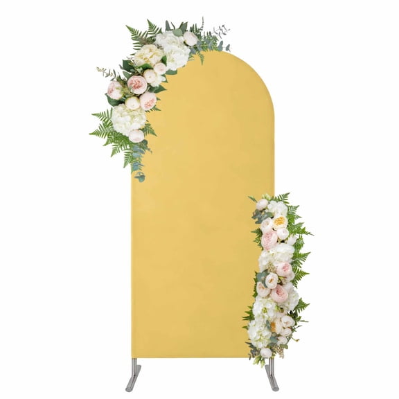 Pure Yellow Arch Backdrop Cover 5FT, Simple Solid Color Spandex Fitted Stretchy Arch Stand Covers, Round Top Chiara Backdrop Cover for Wedding Party Birthday Baby Shower