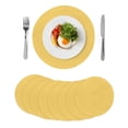 thumbnail image 1 of Pure Yellow Round 13 Inch Placemats Set of 8, Simple Solid Color HeatResistant Non Slip Place Mats for Dining Table, Wipeable Braided Kitchen Table Mats for Housewarming, 1 of 9