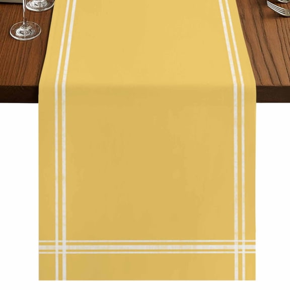 Pure Yellow Short Table Runner 36 Inches Long, Simple Solid Color Cotton Linen Table Runners Dresser Scarves, Fabric Tabletop Scarf Furniture Cover for Home Dinner Party Decor 13"x36"