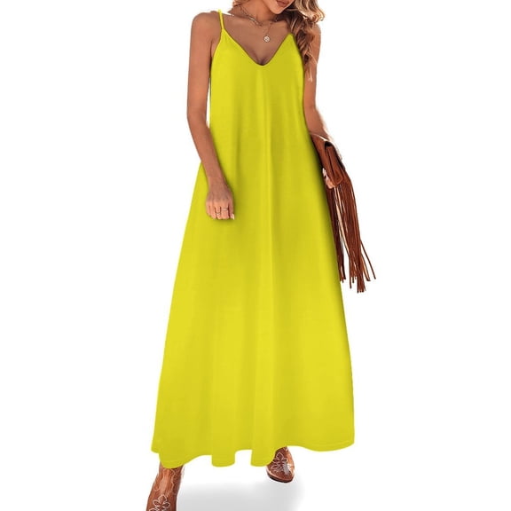 Pure Yellow Sleeveless Dress Loose Women's Dress Dresses Luxury Evening Dresses