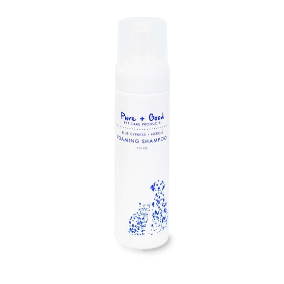 Pure and Good Pet Foaming Shampoo with Blue Cypress + Neroli Scent, 7oz Bottle for All Animals