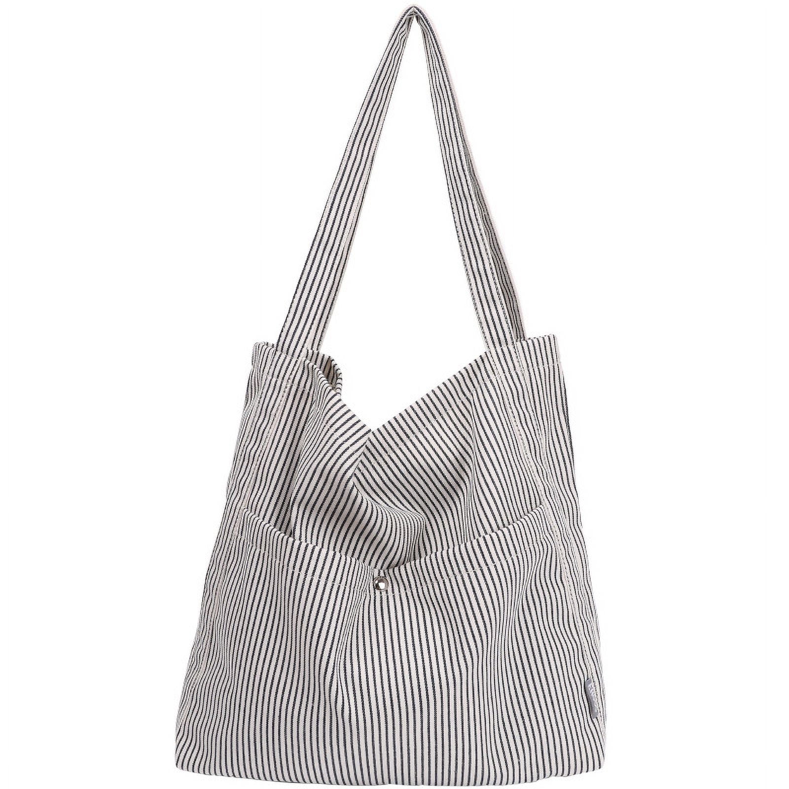 Sora Shizuku Large Canvas Tote Bag For Women - Dual Front Pockets, Versatile Work & Travel Shoulder Bag